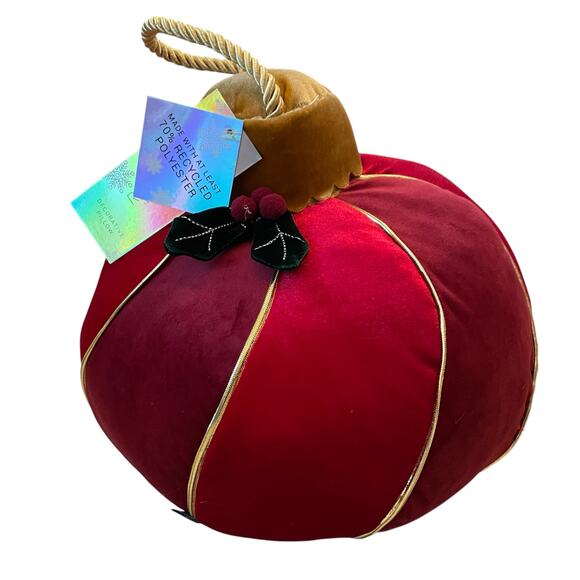 Rachel Zoe Velvet Christmas Ornament Pillow 10in Red Designer Holiday Decor New - Picture 10 of 13